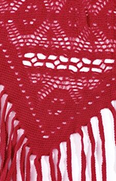 women knitted triangular scarf in Red