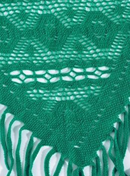 women knitted triangular scarf in Green