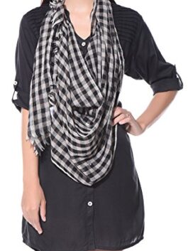 check scarf in cream and black