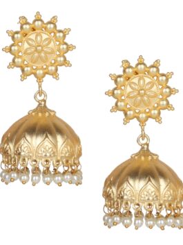 Chandim Floral Jhumka With Pearl Beads