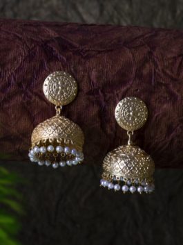 Shahi Floral  Jhumka With Pearl
