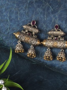 Gold And Silver   Finish  Brass  Ghoonghroo   Earring