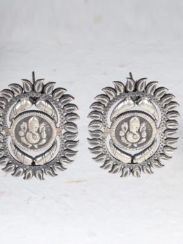 Silver  Handcrafted Ganesha Studs Earrings