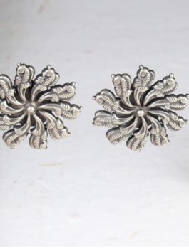 Silver Handcrafted Floral Studs