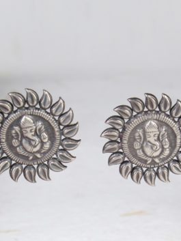 Silver handcrafted Ganesha Studs Earrings
