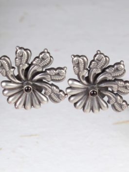 Silver  Handcrafted Floral Studs  Earrings