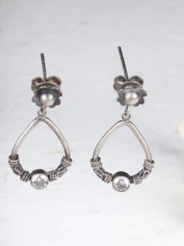 Silver  Handcrafted  Earrings  with White Stone