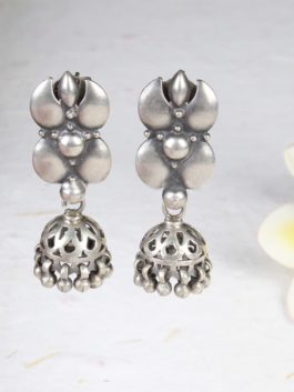 Silver  Handcrafted Layered Jhumka with ghoonghroo