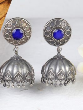 Silver Tone Handcrafted Earrings With Beads