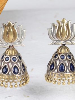 Dual  Tone Gold and Silver Finsh Handcrafted  Jhumka with Ghoonghroo