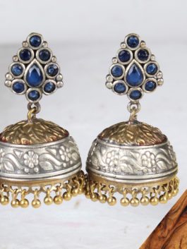 Dual  Tone Gold and Silver Finsh Handcrafted  Jhumka  with Ghoonghroo