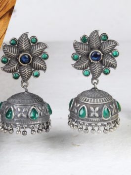 Silver Tone Handcrafted Jhumka with Ghoonghroo