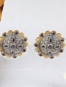 Dual  Tone Gold and Silver Finsh Handcrafted Stud Earrings