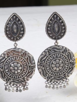 Silver Tone Handcrafted Brass Earrings with Ghoonghroo