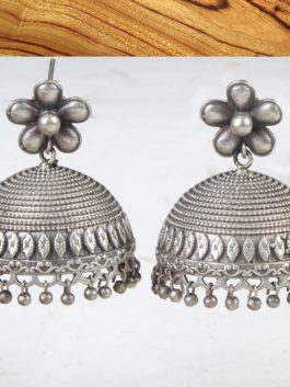 Silver Tone Handcrafted Brass Jhumka with Ghoonghroo