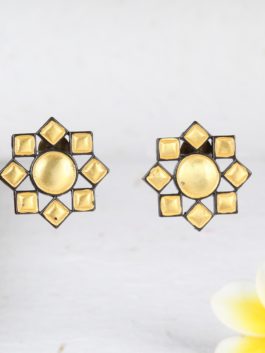 Dual tone  Gold and Black Stud Earring