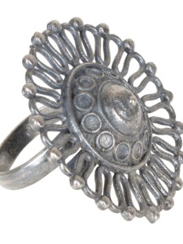 SILVER TONE TRIBAL ADJUSTABLE RING