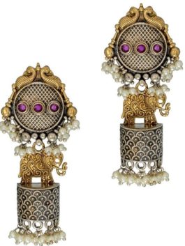 DUAL TONE  EARRINGS WITH PEARLS