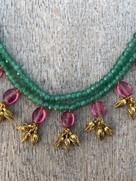 GREEN ANTIQUE GOLD HANDCRAFTED BEADED NECKLACE