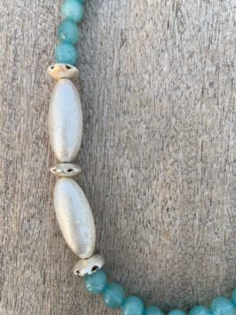 AQUA BLUE VINTAGE SILVER HANDCRAFTED BEADED NECKLACE