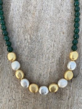 Dual Tone Handcrafted Beaded  Necklace