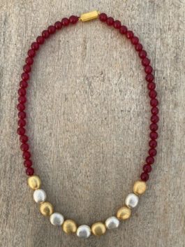RED DUAL TONE HANDCRAFTED BEADED NECKLACE