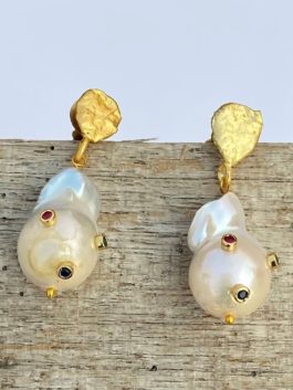 Gold Tone  Pearl Earrings