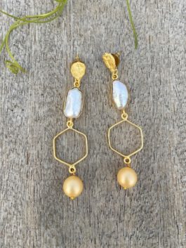 Gold Tone  Pearl Earrings