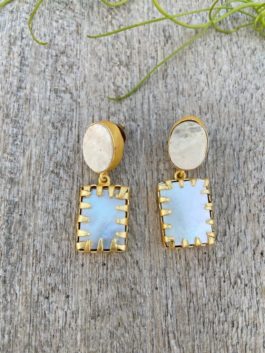 Gold Tone Mother of Pearl Earrings
