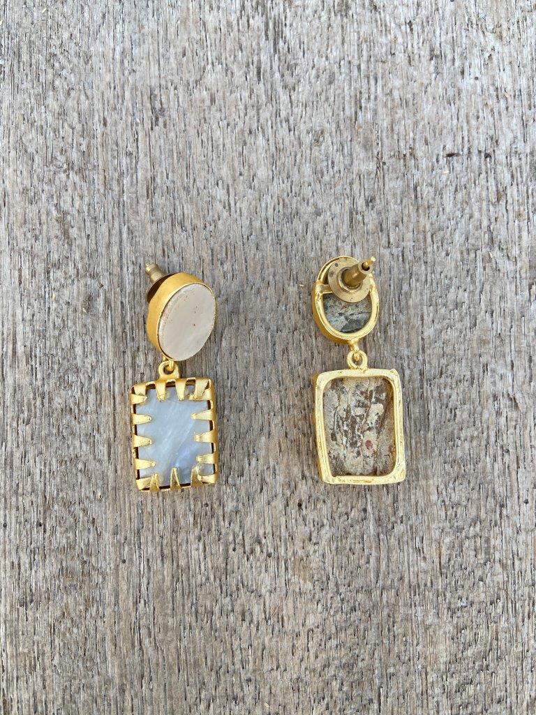 18K Yellow Gold Mother of Pearl Stud Earrings | Sylvan's Jewelers