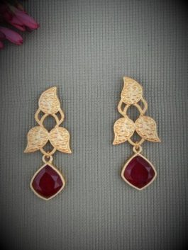 RED MATTE GOLD HANDCRAFTED  EARRINGS